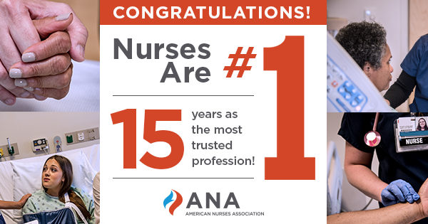 Nurses are #1 for the 15th year in a row