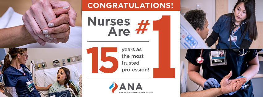 Nurses are #1 for the 15th year in a row