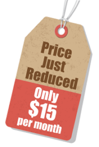 Price tag - Price Just Reduced - Only $15 per month